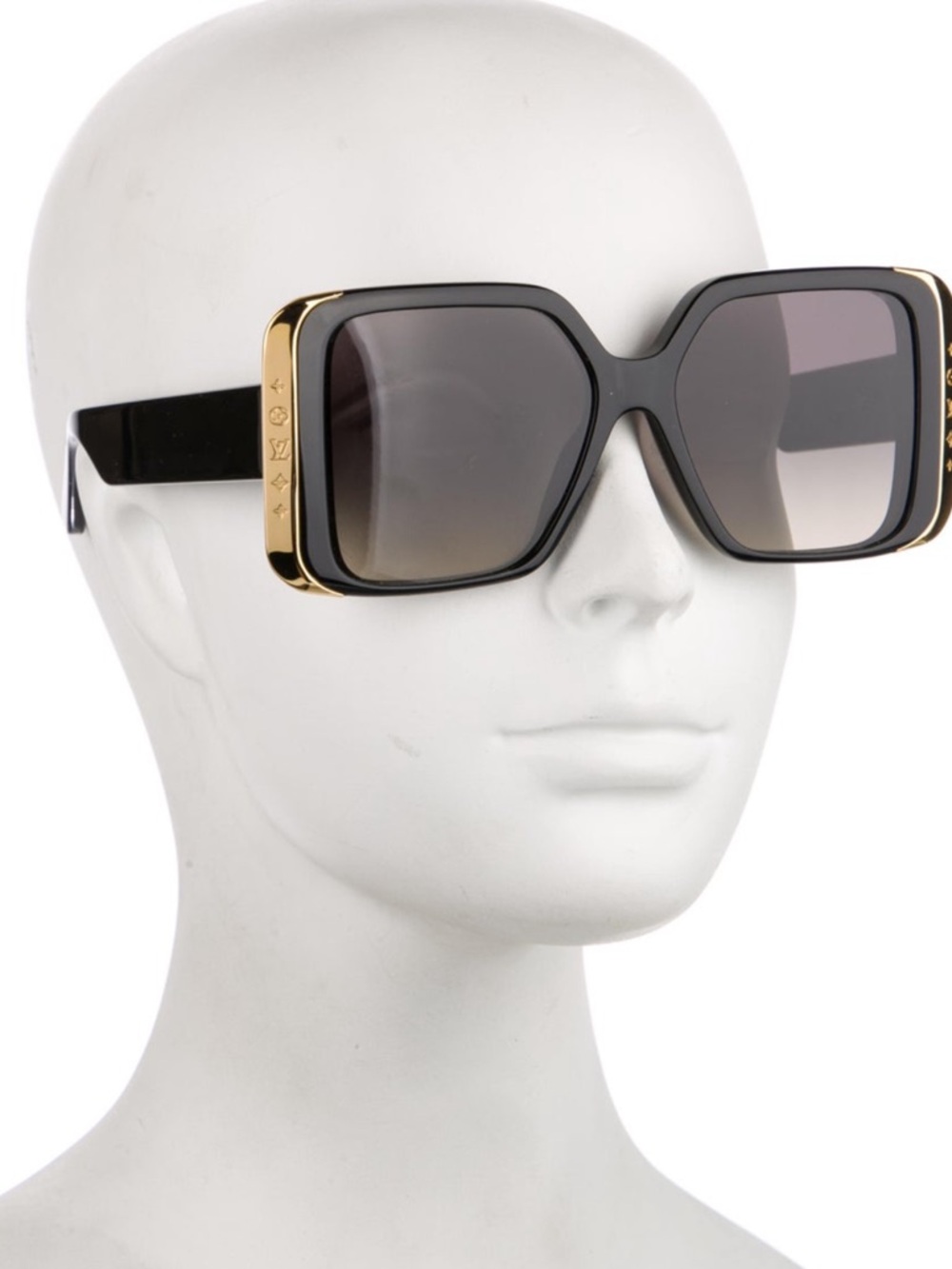 Louis Vuitton Black and Gold Oversized Square Sunglasses